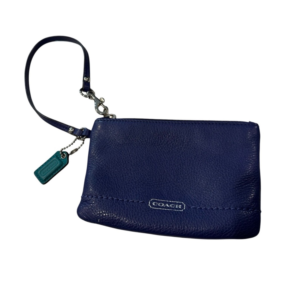 Coach Blue Leather Wristlet Small